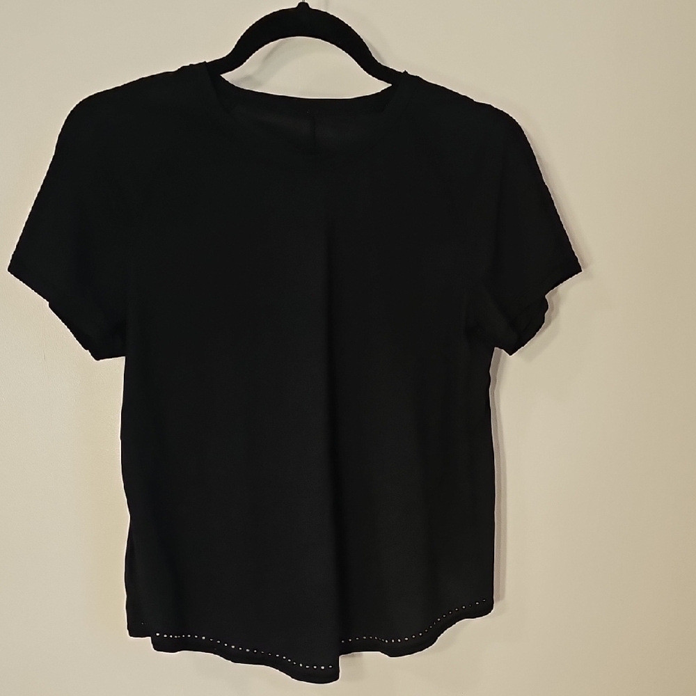 lululemon athletica Black Short Sleeve Tee W/ Lower Back Cutout